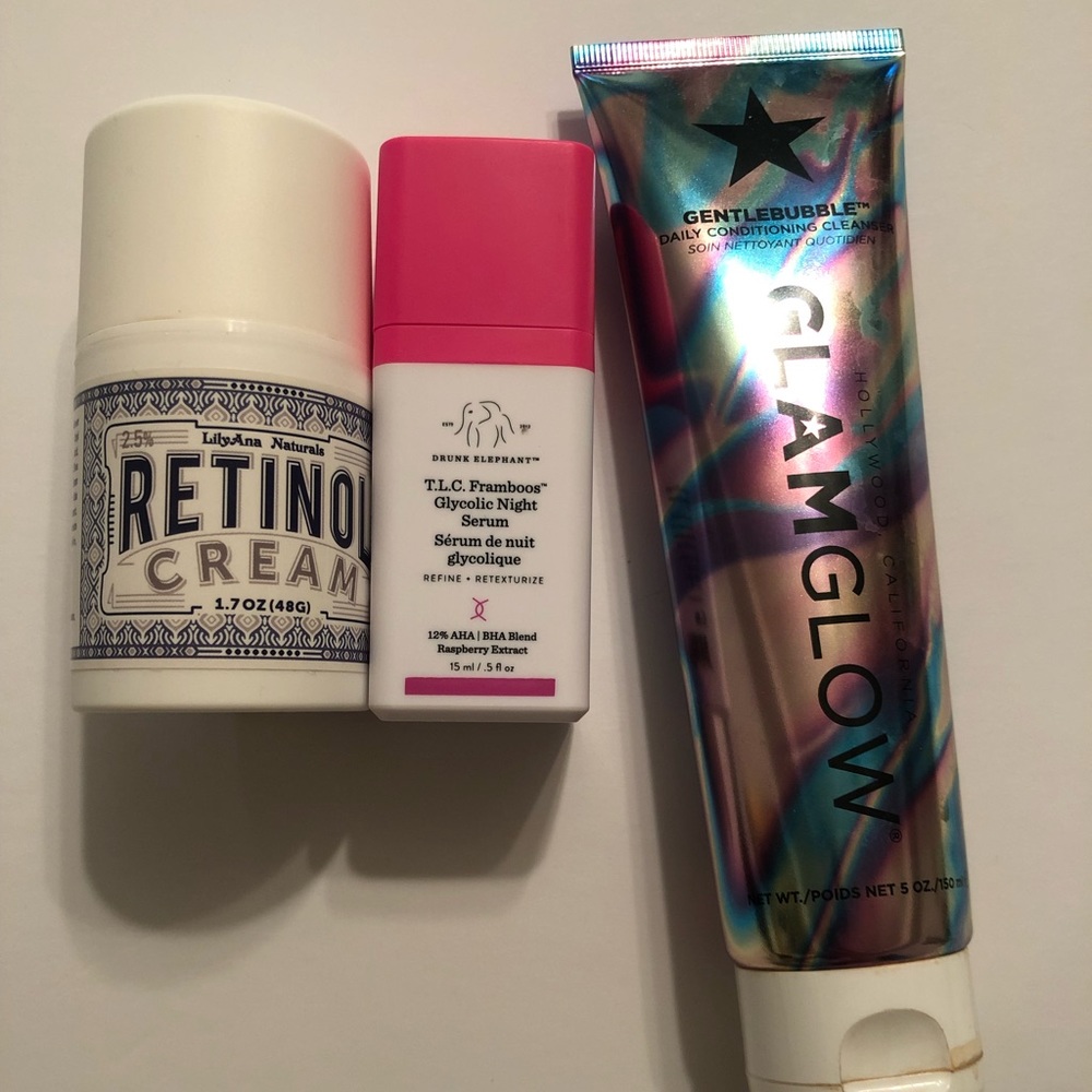Drunk Elephant TLC Framboos Glycolic Glamglow Gentlebubble LilyAna Retinol